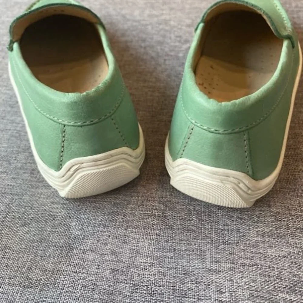 Driver Club USA San Diego, Kid's Size 3 Leather Loafer, Powder Green Everest